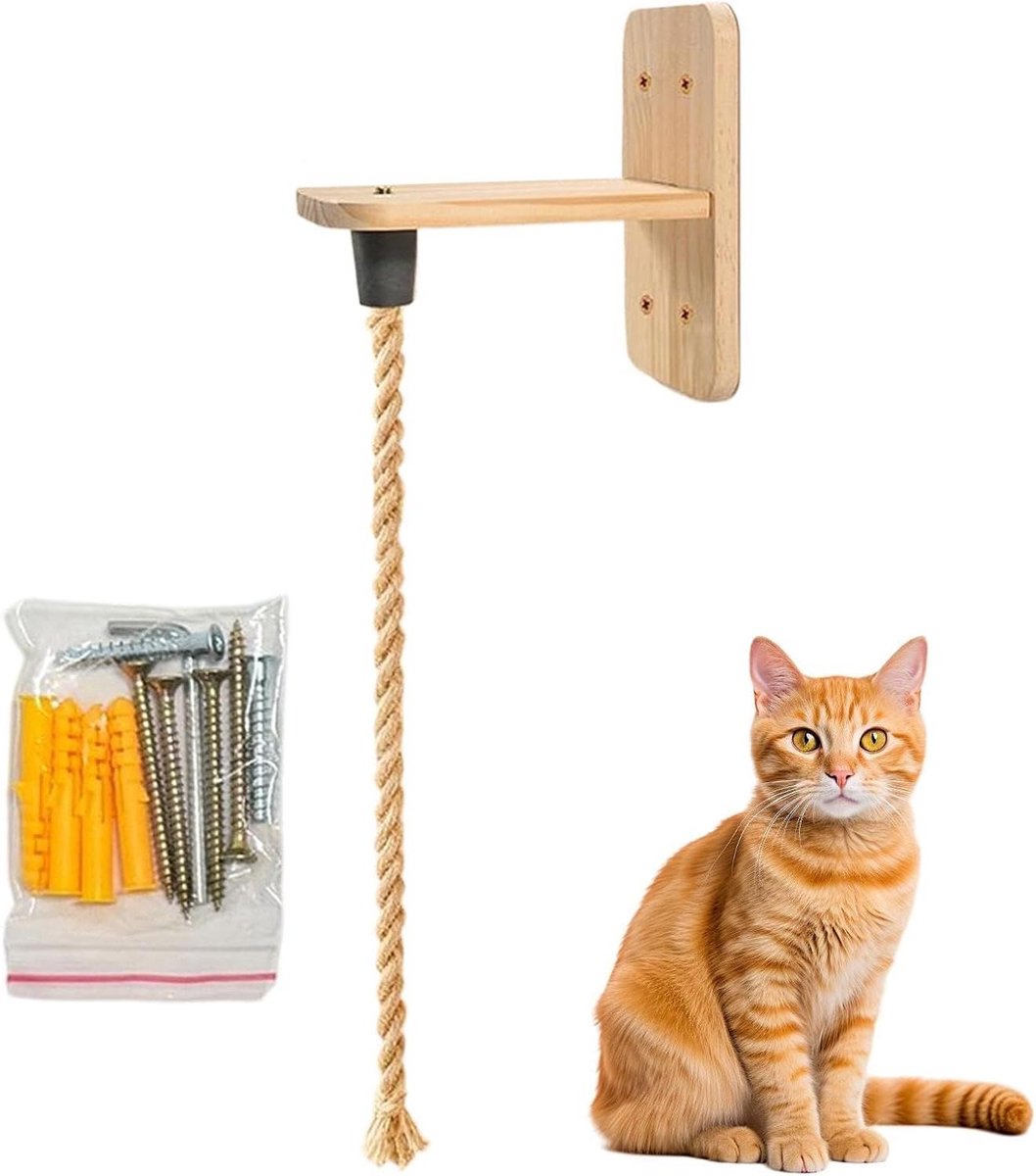 Katten Klimtouw - Speeltoren - Stimuleert Activiteit - Gereedschapsvrije Montage - 2 Meter - Natuurlijk