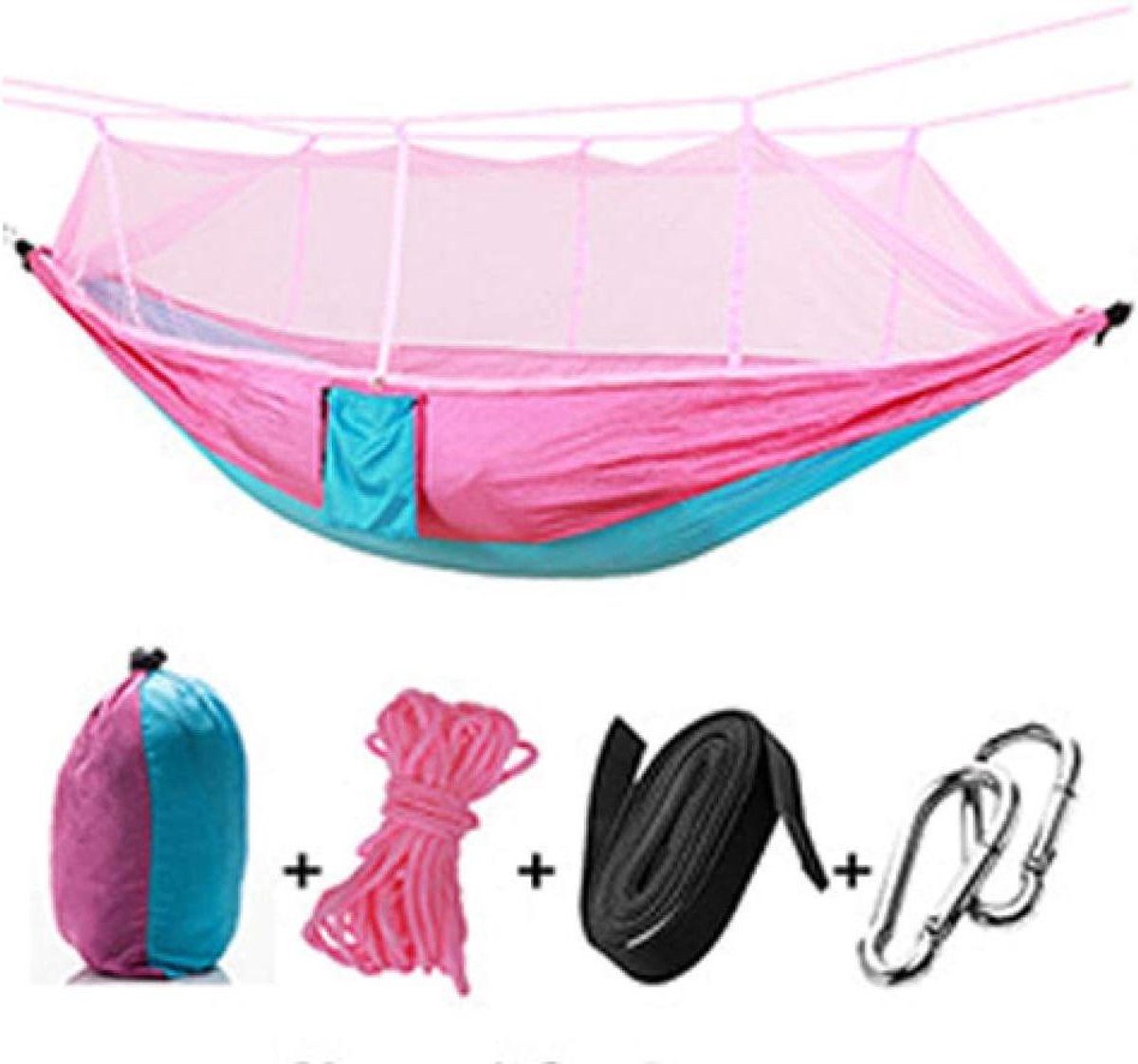 Dubbele Kampeerhangmat - Nylon Hangmat - Buiten Ontspannen - Met Klamboe - 26 Meter - Groen