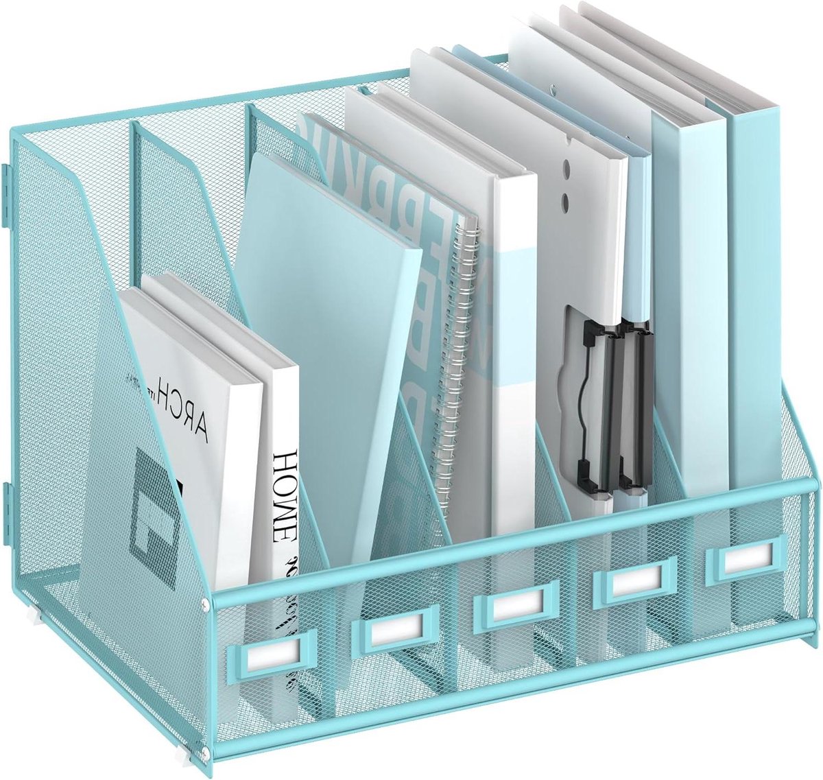 Bureau Organizer - Opberger - Bureau Organiseren - Labelhouders - 5 Vakken - Blauw