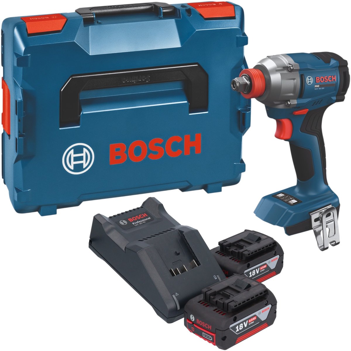 Bosch GDX 18V-285 Professional accu-slagschroevendraaier 18 V 285 Nm + 2x accu 4,0 Ah + oplader + L-Boxx