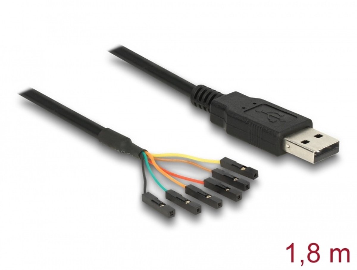 Delock 83787 USB-kabel USB-A stekker, USB-pinbus 1.80 m Zwart