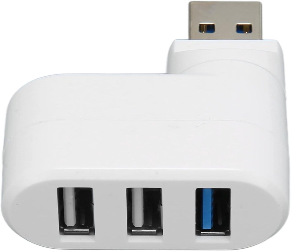 Draaibare USB-hub - Gegevenssplitter - Computer uitbreiden - 90 graden rotatie - 3 poorten - Wit