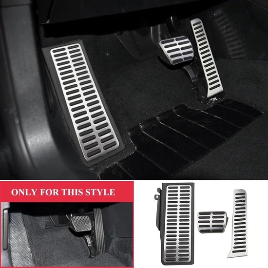 Pedaalhoezen Set - Auto Pedalen - Verbeter Rijervaring - Antislip Ontwerp - AT Met Rust - Zilver Zwart — afbeelding 3