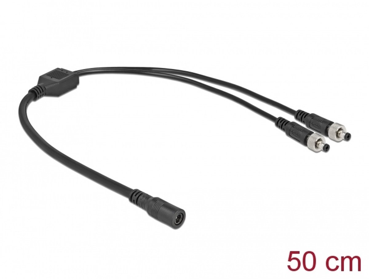 DC Splitter -kabel 5,5 x 2,1 mm 1 x vrouwelijk tot 2 x mannelijk schroefbaar