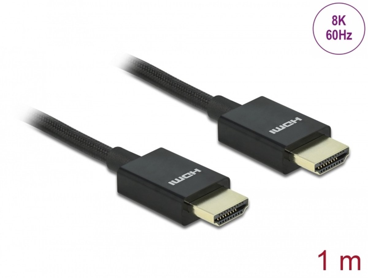 Coaxiale hoge snelheid HDMI -kabel 48 Gbps 8k 60 Hz zwart 1 m