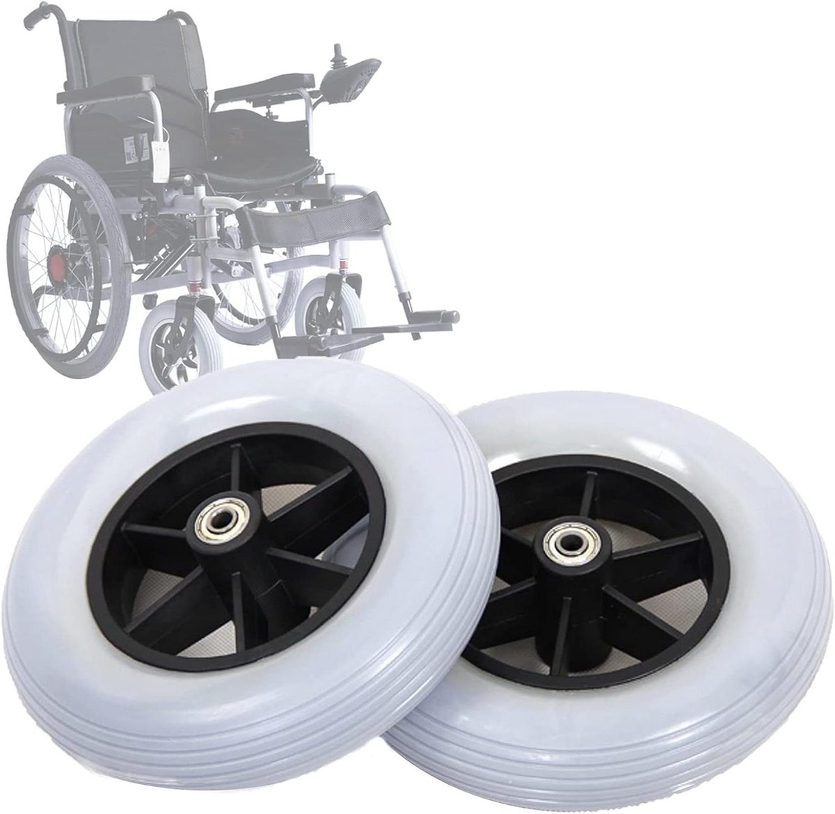 Rolstoel Voorwielen - Hulpmiddel Wielen - Mobiliteit Verbeteren - Antislip Rubber - 8 Inch - Grijs