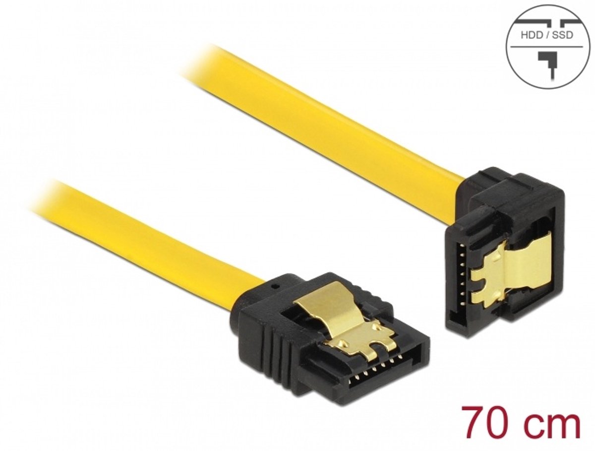Delock - Kabel SATA 70cm unten/gerade Metall gelb