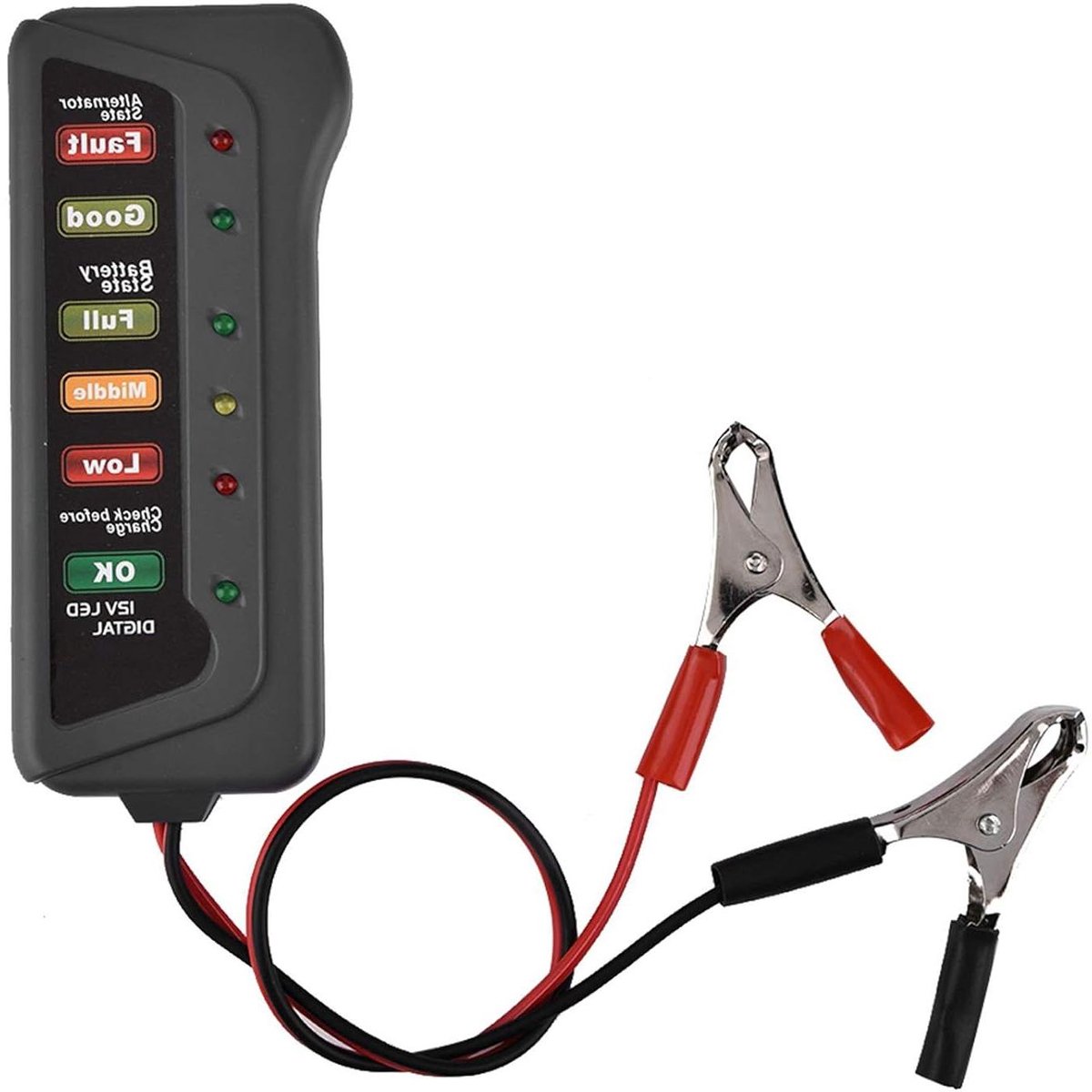 Accutester Analyzer - Dynamo Startcontrole - Voertuigonderhoud - 6 LED Display - 12V - Grijs