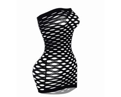 Visnet jurkje - Sexy dress - Jurk doorschijnend - Lingerie - Mesh - Erotisch jurkje - Doorschijnende jurk - Nachtjurkje - Strapless dress - Rave outfit - Elastisch Jurkje - One size - Zwart - Jonyx