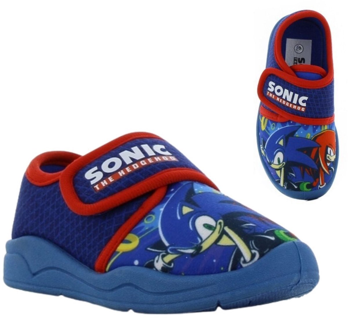 Sonic - Pantoffels kinderen voor jongens - Knuckles en Sonic Sloffen kind met klittenbandsluiting - Schoenen van 2 tot 8 jaar - Maat 31 - Blauw