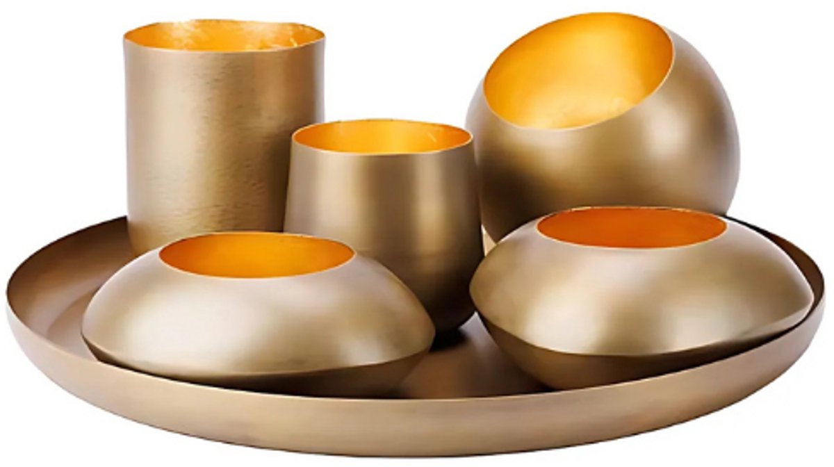 Cosy & Trendy Giftset Kaarshouders - Set van 6 stuks - Ø30xH10cm - Goud