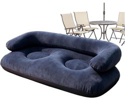 Opblaasbare bank - Luchtslaapbank camping - Buiten ontspannen - Gevlokt PVC materiaal - 135x66x45 cm - Veelkleurig