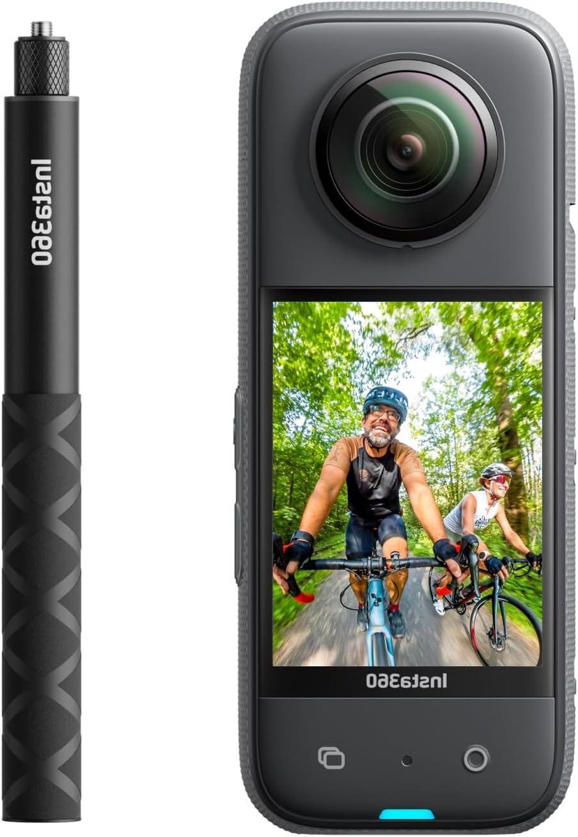 Actiecamera Kit - 360 Camera - Vloggen en Filmen - Onzichtbare Selfie Stick - 114 cm - Zwart