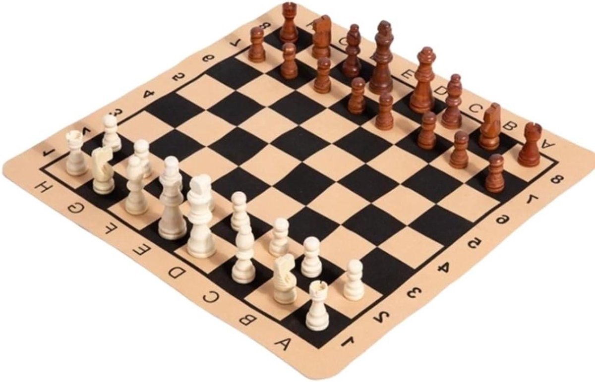 Schaakspel Opvouwbaar - Strategie Spel - Intellectuele Ontwikkeling - Gepersonaliseerd Opbergontwerp - 40.5x40.5cm - Natuurlijk Hout
