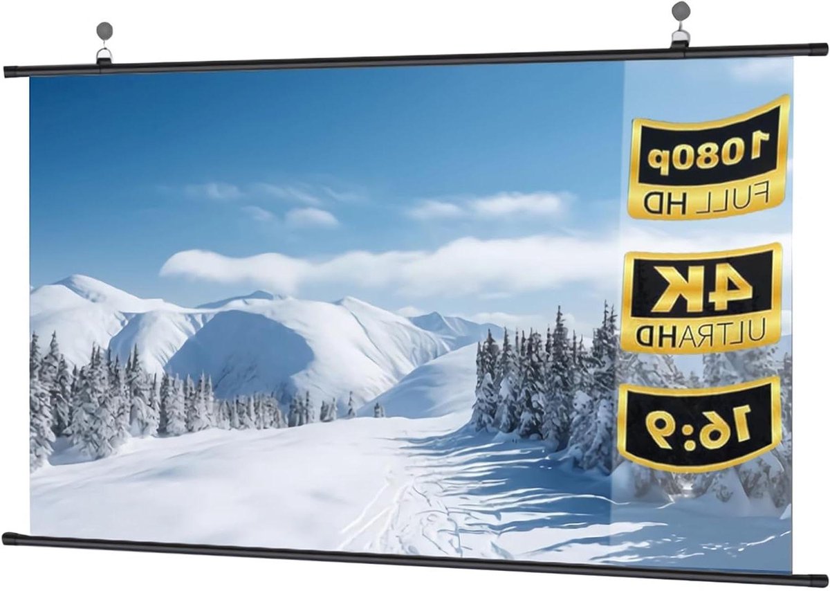 Projectiescherm Oprolbaar - Filmscherm Beamer - Thuisbioscoop Creëren - Kreukvrij HD Beeld - 72 inch - Wit
