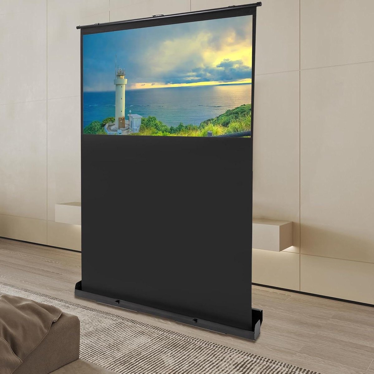 Projectiescherm - Beamer scherm - Films kijken - Draagbaar en in hoogte verstelbaar - 153 cm diagonaal - Zwart