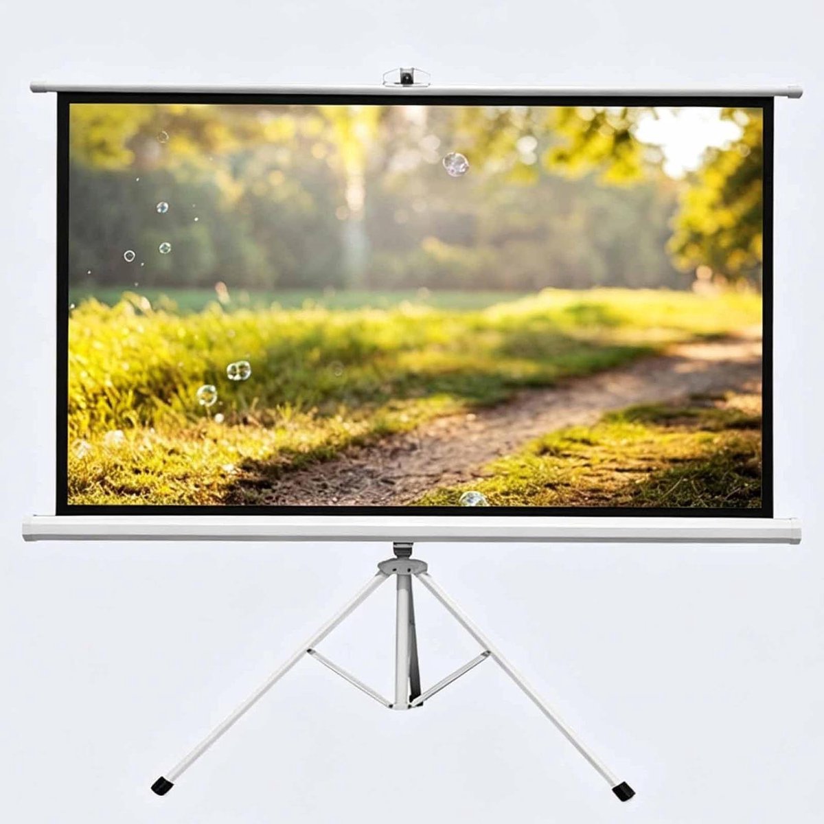 Projectorscherm met standaard - Opvouwbaar filmscherm - Thuisbioscoop creëren - Kreukvrij glasvezeloppervlak - 127 cm diagonaal - Wit