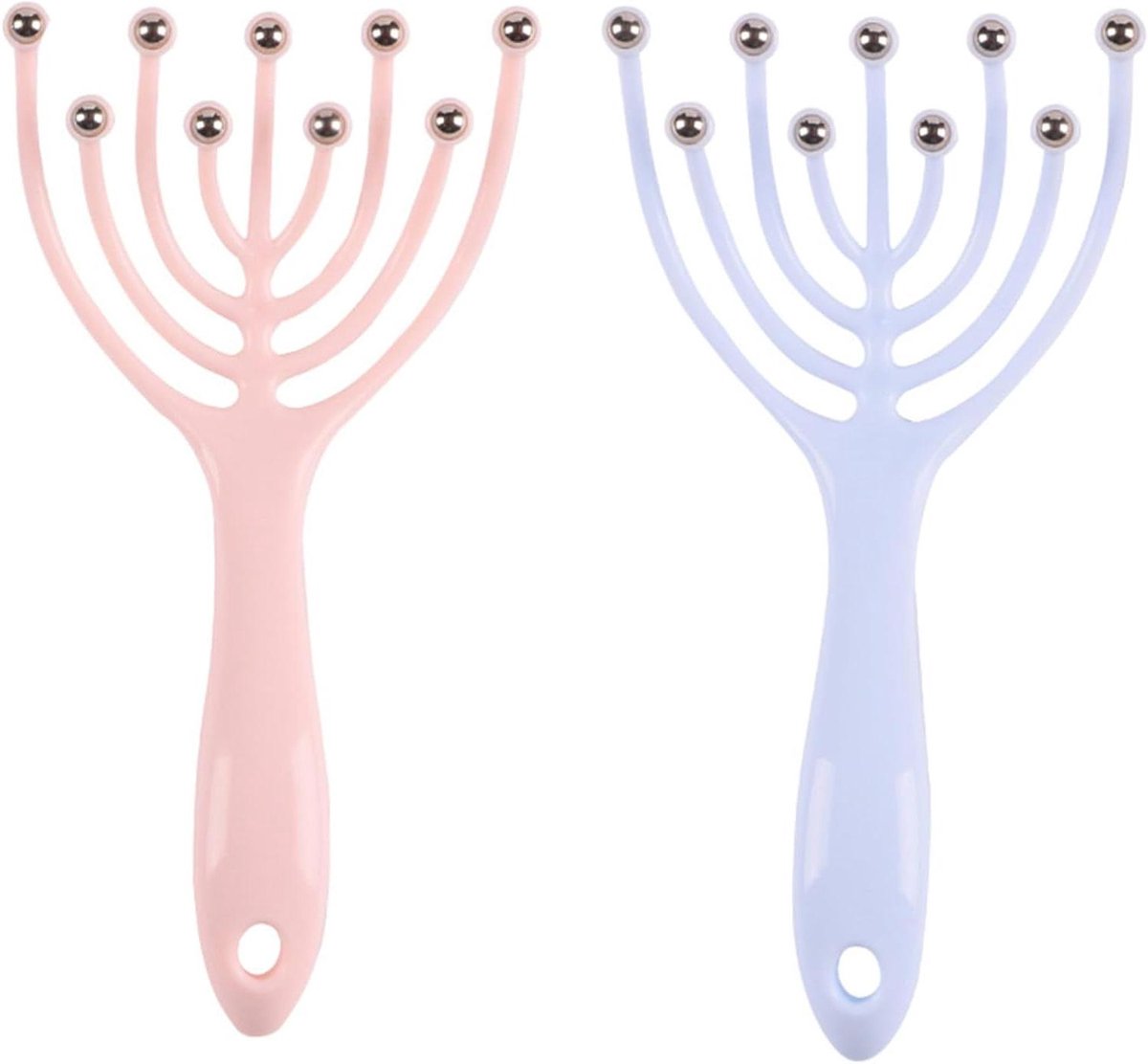 Hoofdmassage Tool - Hoofdmassager - Spieren Ontspannen - Ergonomisch Ontwerp - 19 x 10 x 3 cm - Roze Blauw