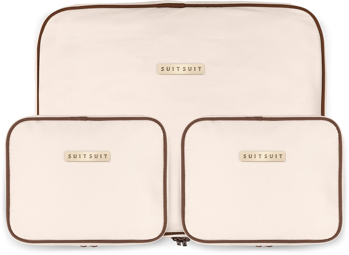 Bol.com SUITSUIT Fab Seventies - Packing Cubes - Set van 3 - Reiskoffer 66 cm - Koffer organizer set - Bagage organizers - Wit aanbieding