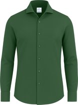Vercate - Chemise sans repassage - Tricot japonais - Coton piqué - Vert - Slim Fit - Manches longues - Homme - Taille 41/L