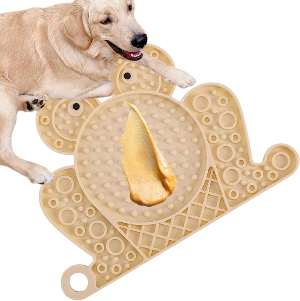 Honden Likmat - Voer Speeltje - Langzaam Eten - Met Zuignappen - 20 x 14.5 cm - Abrikoos