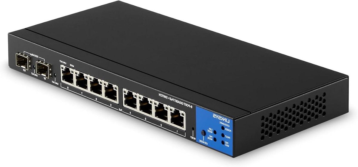Netwerkswitch - Ethernet Hub - Netwerk Uitbreiden - PoE+ Ondersteuning - 8 Poorten - Zwart