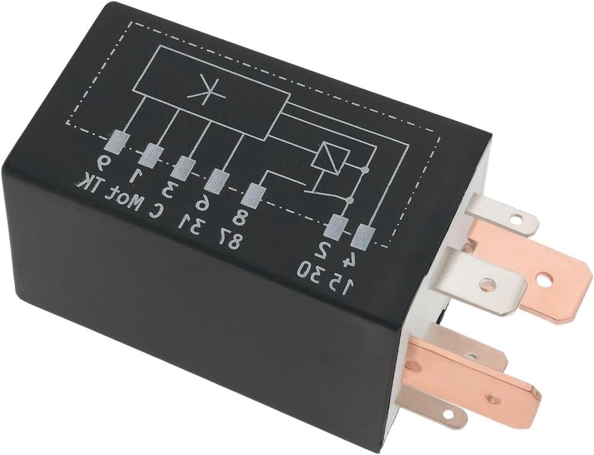 Brandstofpomp Relais - Voertuig Schakelaar - Motor Starten - 7-Pins Aansluiting - 12V 40A - Zwart