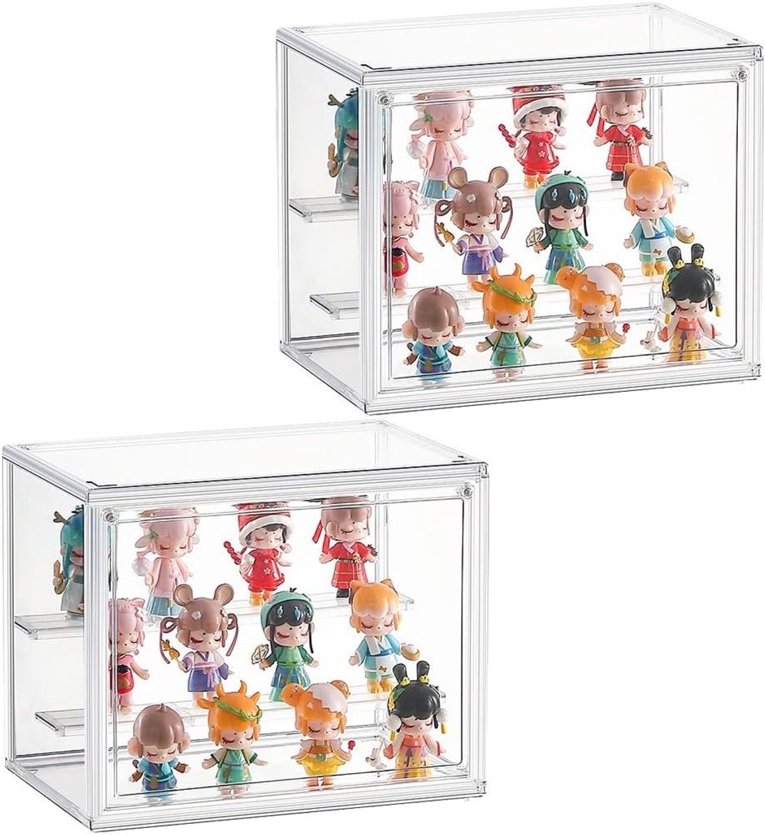Transparante plexiglas vitrine met magnetische deur voor popfiguren, minifiguren en verzamelobjecten - 2 stuks voor optimale bescherming en presentatie