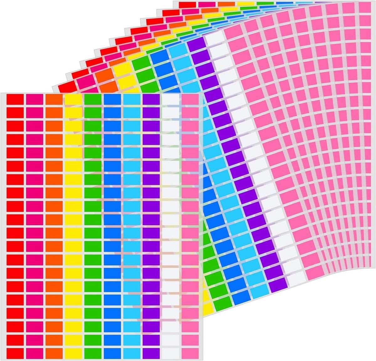 2000 Stuks Rechthoekige Gekleurde Stickers, Zelfklevende Etiketten voor Organisatie, Ideaal voor Thuis, Kantoor en Schoolgebruik