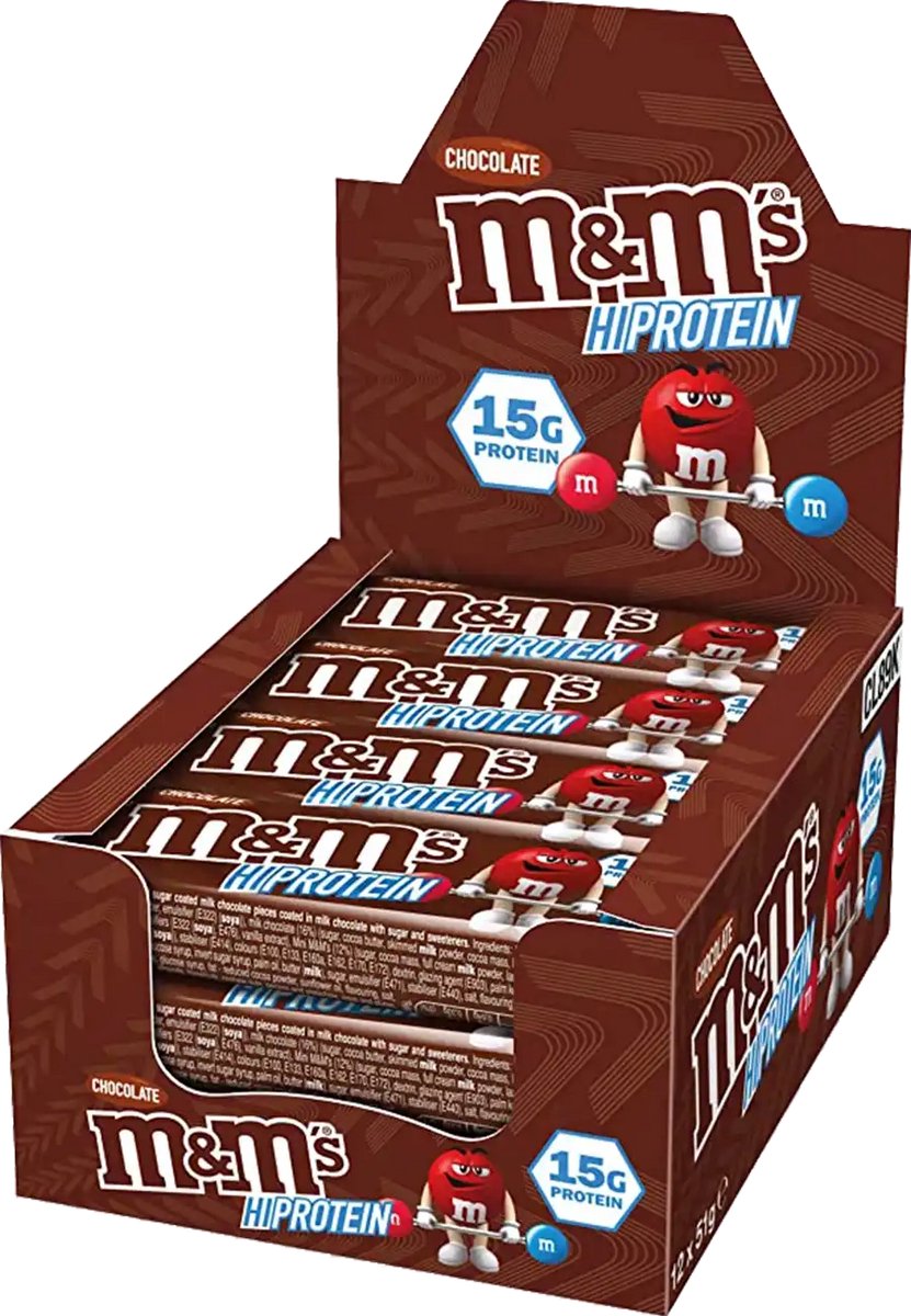 M&M's Hi Protein - eiwitreep - Chocolade (bruin) - 12 x 51g