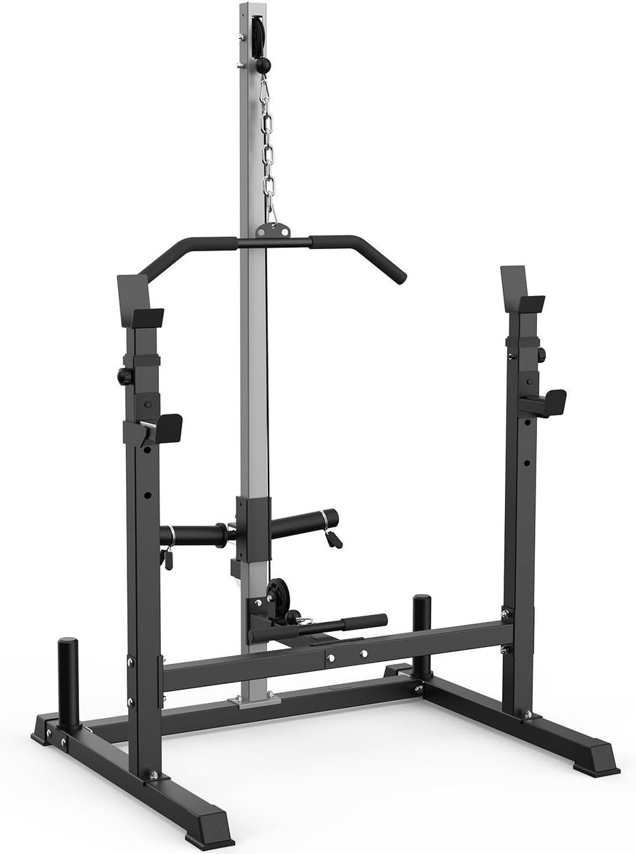 Krachtstation - Fitnesskooi - Thuis sporten - Met katrolsysteem - 104-145 cm verstelbaar - Zwart