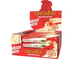 Grenade - High Protein, Low sugar - Protein bar - White Choc Salted Peanut - 20g eiwit - 12 x 60g - Eiwitreep - Diverse smaken