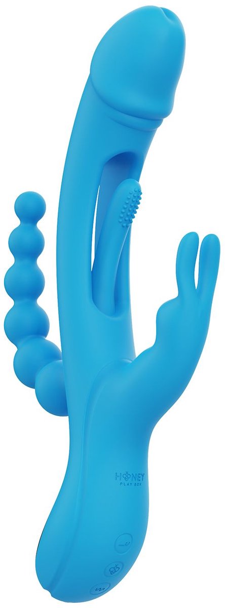 HoneyPlayBox - Trilux Kinky Vinger Rabbit Vibrator - Blauw