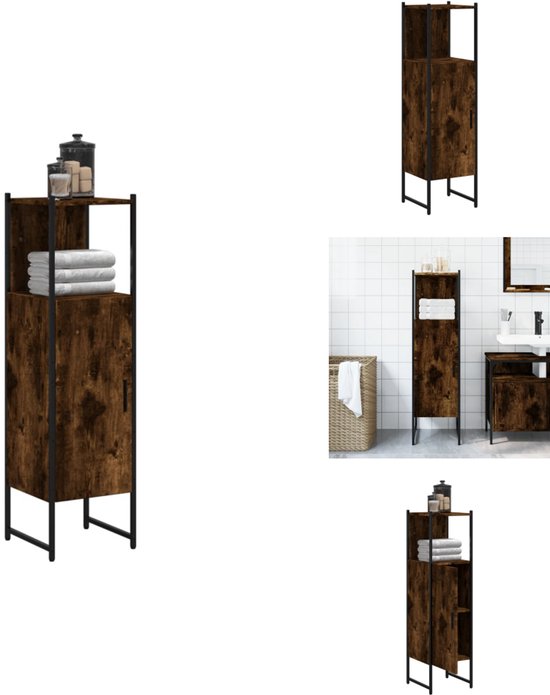 vidaXL Badkamerwandkast 30x30x130cm bewerkt hout artisanaal eikenkleur, badkamer kast, medicijnkastje, kolomkast badkamer, badkamerkastje