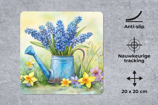 Muismat 20x20 cm - Mousepad Gieter - Lavendel - Bloesems - Muismatten