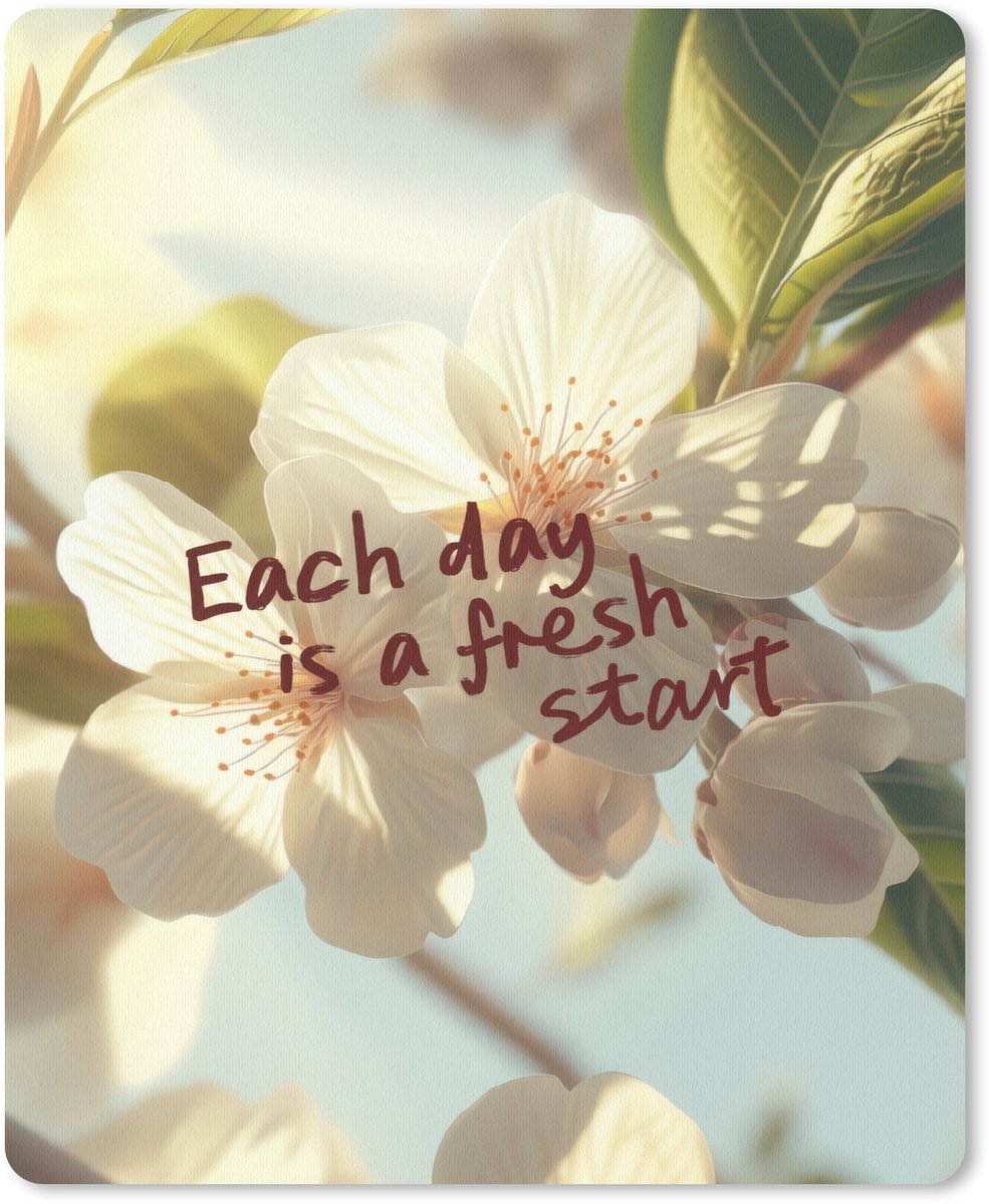 Muismat 19x23 cm - Mousepad Bloesems - Zonlicht - Quote - Wit - Muismatten