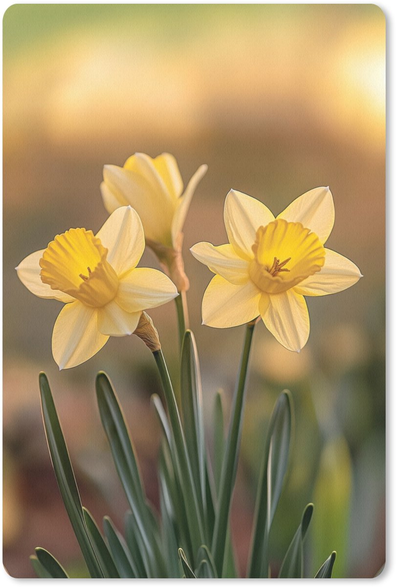 Muismat 18x27 cm - Mousepad Bloemen - Geel - Wazig - Muismatten
