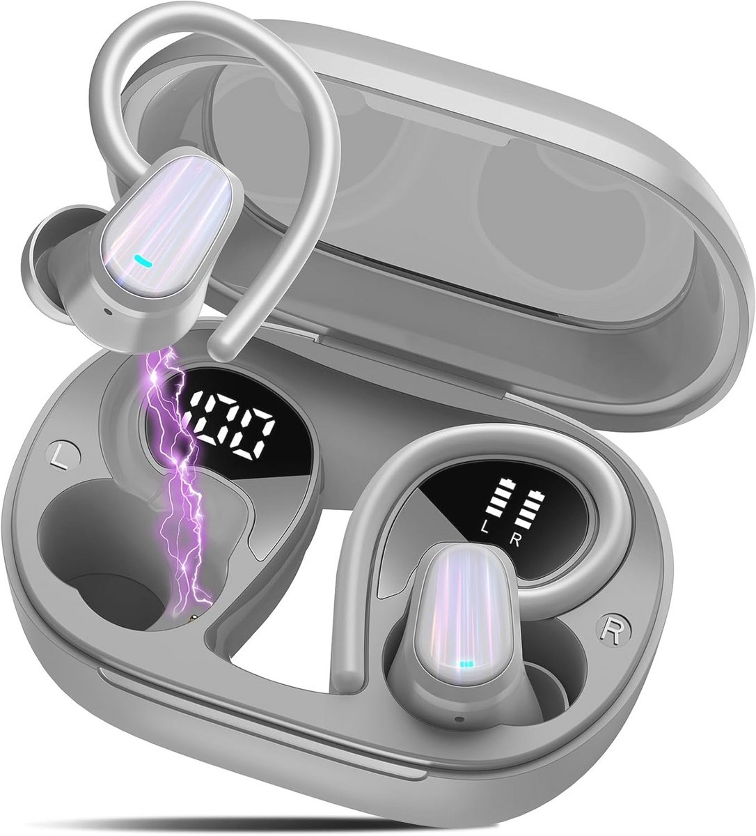 Draadloze Bluetooth 5.4 Hoofdtelefoon met 4 Microfoons - HiFi Stereo in-ear, Grijs