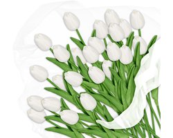 Nep tulpen - set van 24 - kunststof - 33,5 cm - kunstbloemen - wit