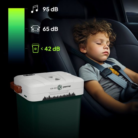 PEME Essential Elektrische Koelbox, 22,9 liter, 12V, 220/230 Volt AC/DC, Aansluiting voor Auto en Camping, thermo-elektrisch Frigobox - groen van PEME — afbeelding 4