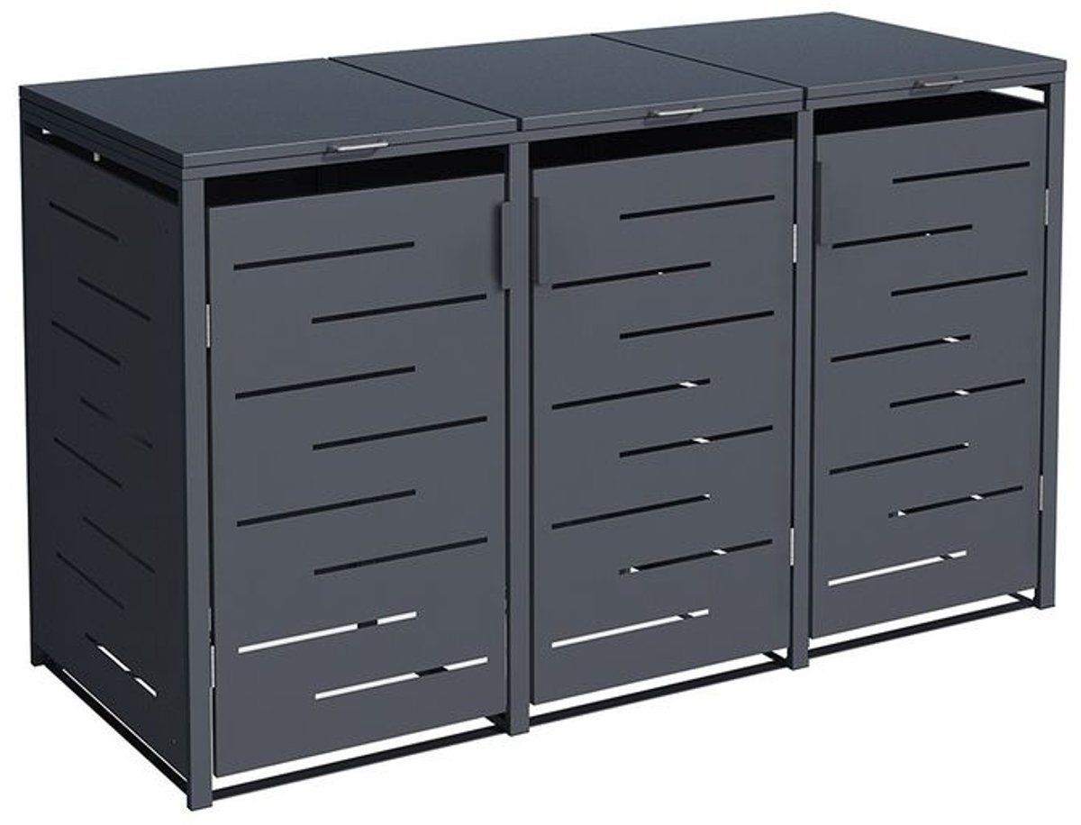 IVOL Kliko ombouw Antraciet Design 196x80x116 cm - Containerberging 3 container - RVS en Staal Containerombouw