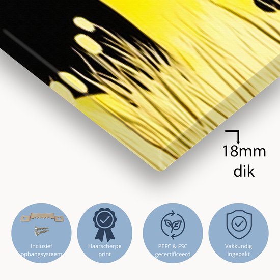 Minimalistisch ontwerp olifant silhouet - Olifant wanddecoratie - Schilderij op canvas dier - Minimalisme - Wanddecoratie landelijk - Schilderijen & posters - canvas 75x100 cm