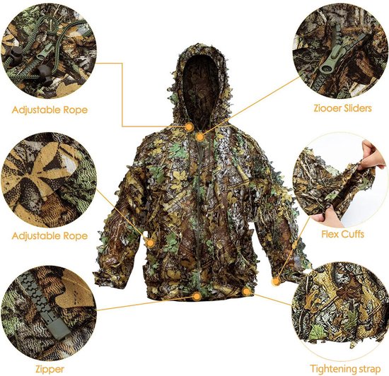 VGEBY Gants chasse camouflage feuilles 3D antidérapants - Sport