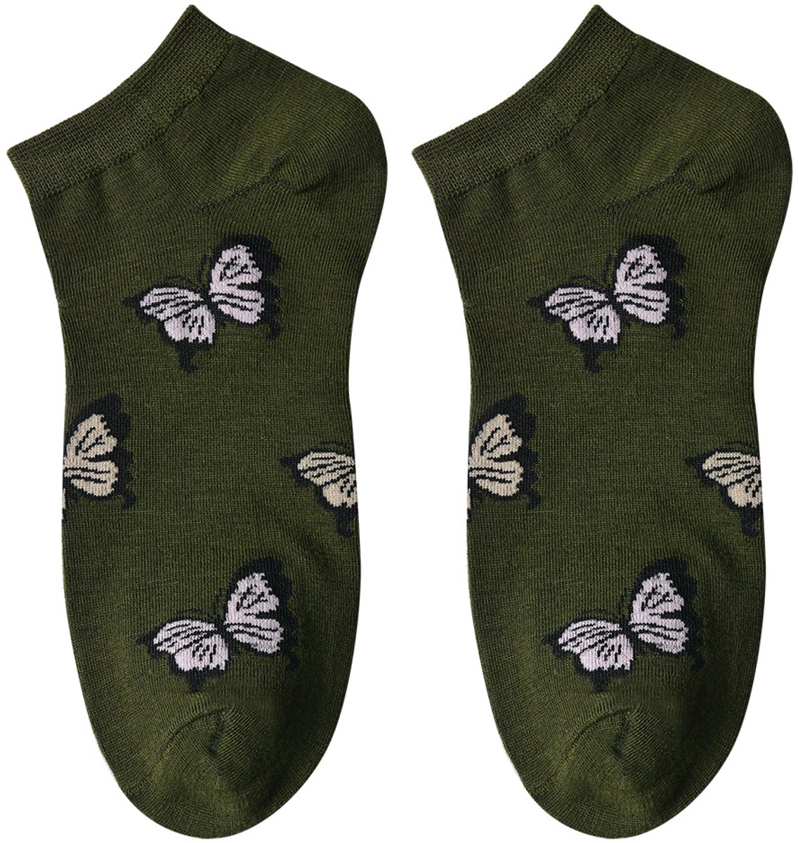 Clayre & Eef Grappige Sokken one size Groen Polyester Vlinders