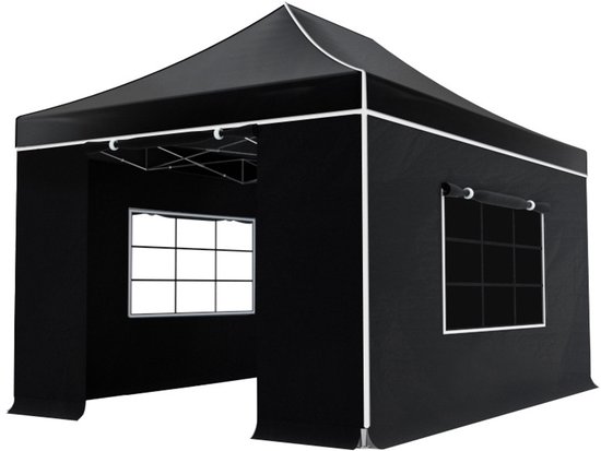 Easy up 3x4,5m zwart luxe partytent opvouwbaar