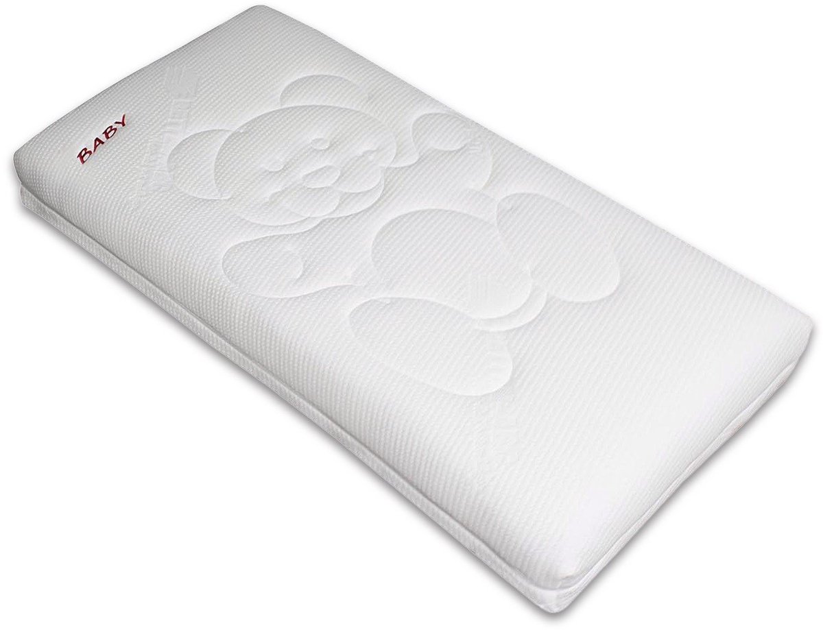 Ortho Baby&Kleuter Matras Beer - 60x120 - 12 cm dik - Anti-Allergie - Afritsbare en wasbare hoes