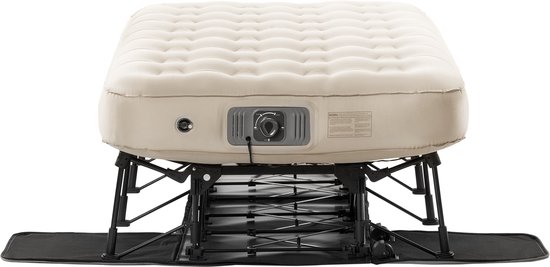 Matelas pneumatique avec cadre - Lit de camping Opblaasbaar pour 1 personne avec pompe intégrée. Matelas pneumatique pliable et portable pouvant supporter 136 kg