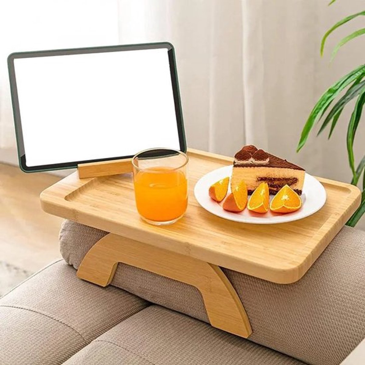 Gran VidaÂ® - Bankleuning Tafel Inclusief Draaibare Telefoonstandaard - Direct Gebruiksklaar - Ruimtebesparend - Duurzaam Grenenhout