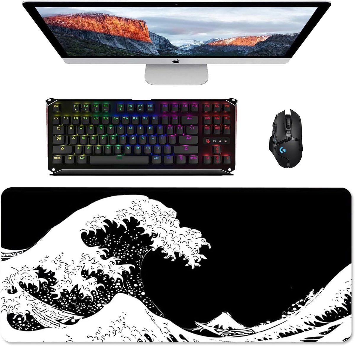 Grote Gamingmuismat XXL met Gestikte Randen - Antislip en Wasbaar, 900 x 400 x 3 mm