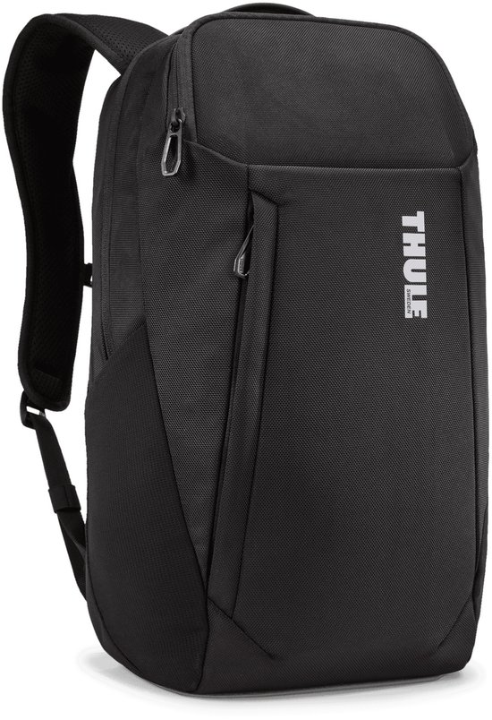 Sac à dos noir avec le logo blanc Thule sur le devant.